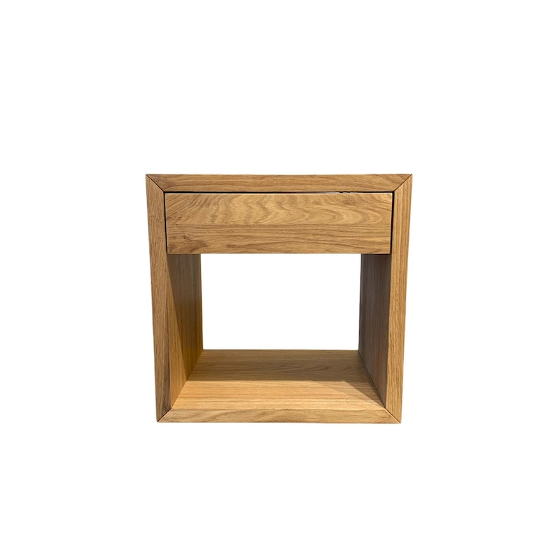 Set of 2 - Handmade Solid Oak Floating Nightstands with Drawer, Side Tables