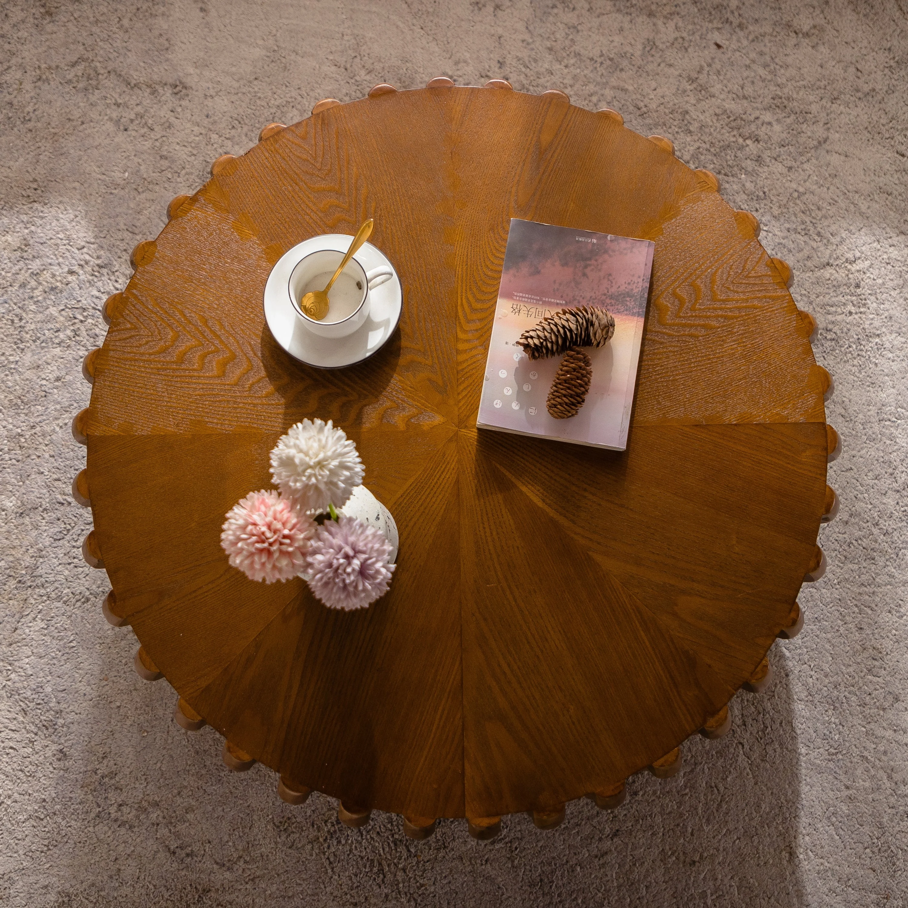 Walker Edison | Mid Century Drum Fluted Modern Round Coffee Table