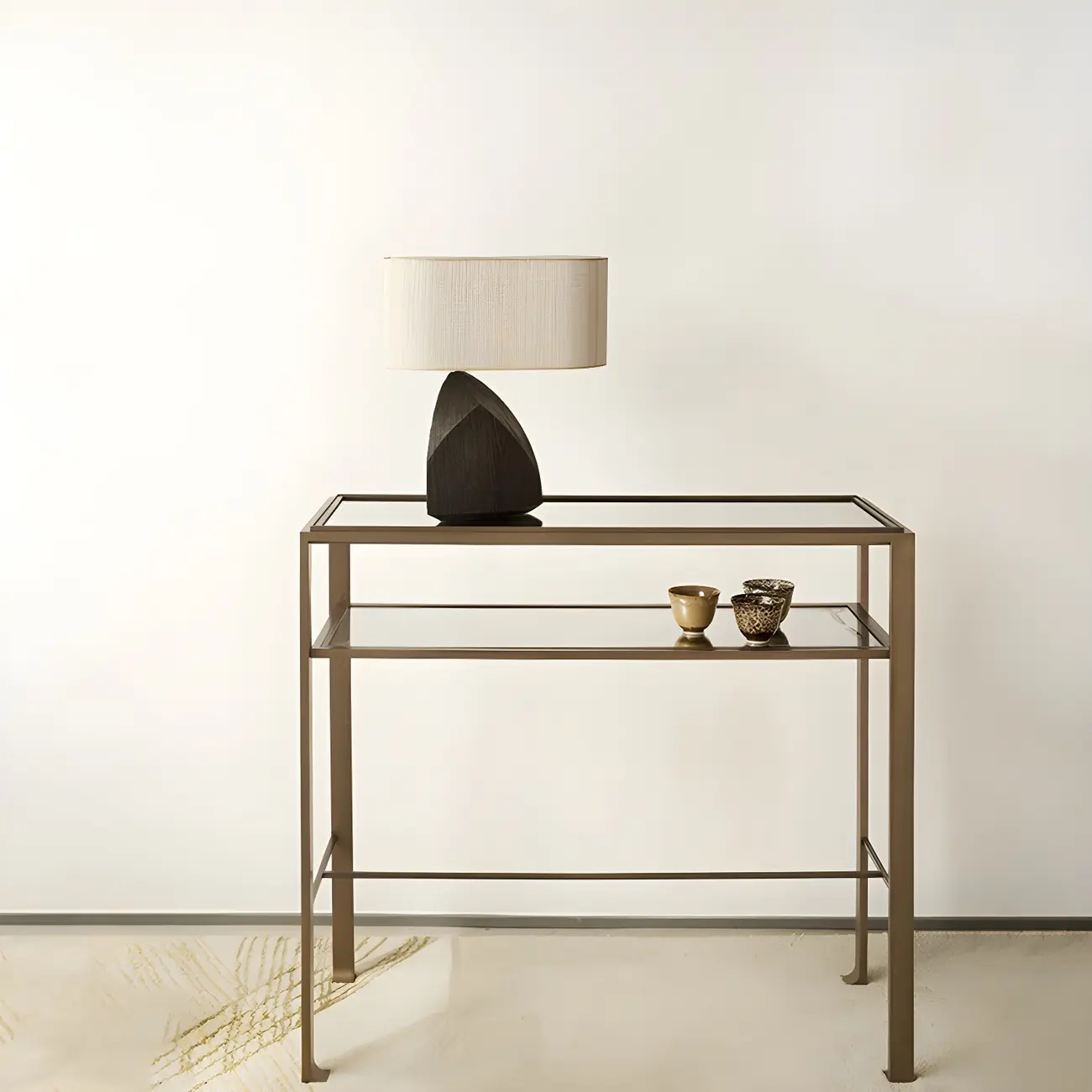 LED Natural Wood Fabric Bedside Table Lamp Japandi Style