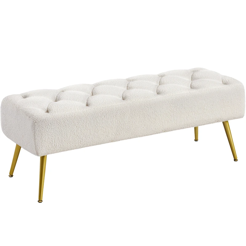 Yaheetech Upholstered Footstool Velvet Ottoman Button-Tufted Table Bench - 45 16 17