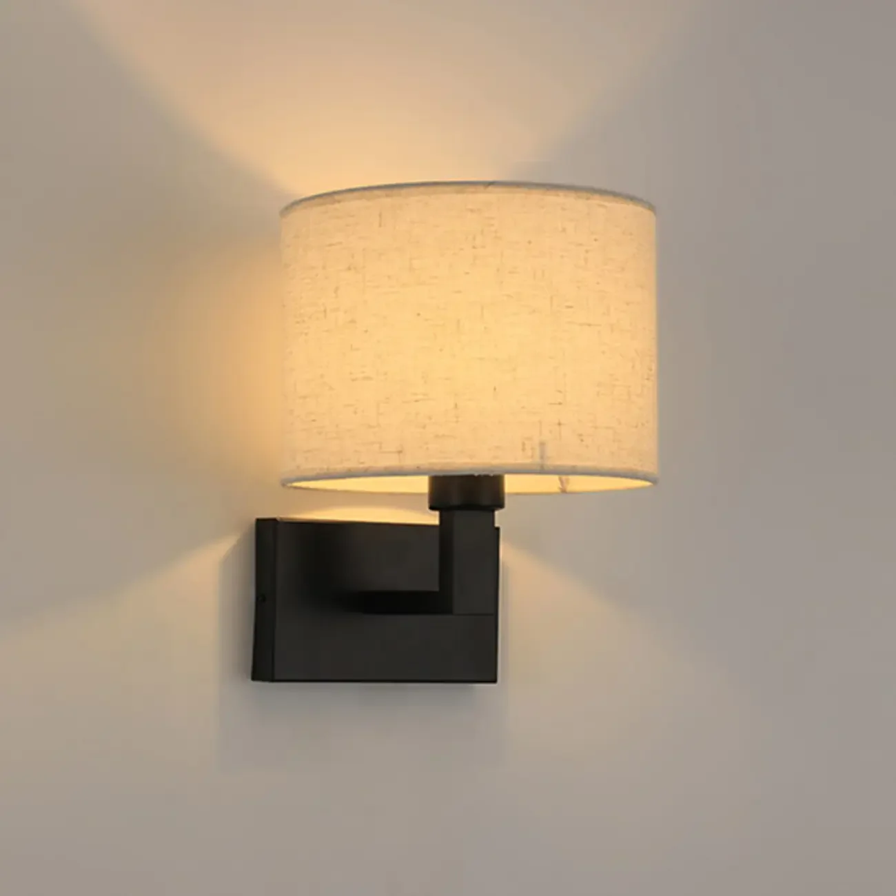 Modern Cylinder Wall Sconce with Fabric Shade for Bedroom