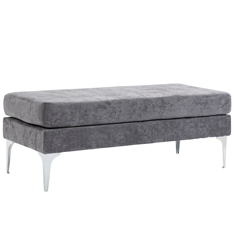 HOMCOM 48 End of Bed Bench, Upholstered Entryway Bench with Double Layer Seat Cushions and Steel Legs, Bedroom Bench, Dark Gray