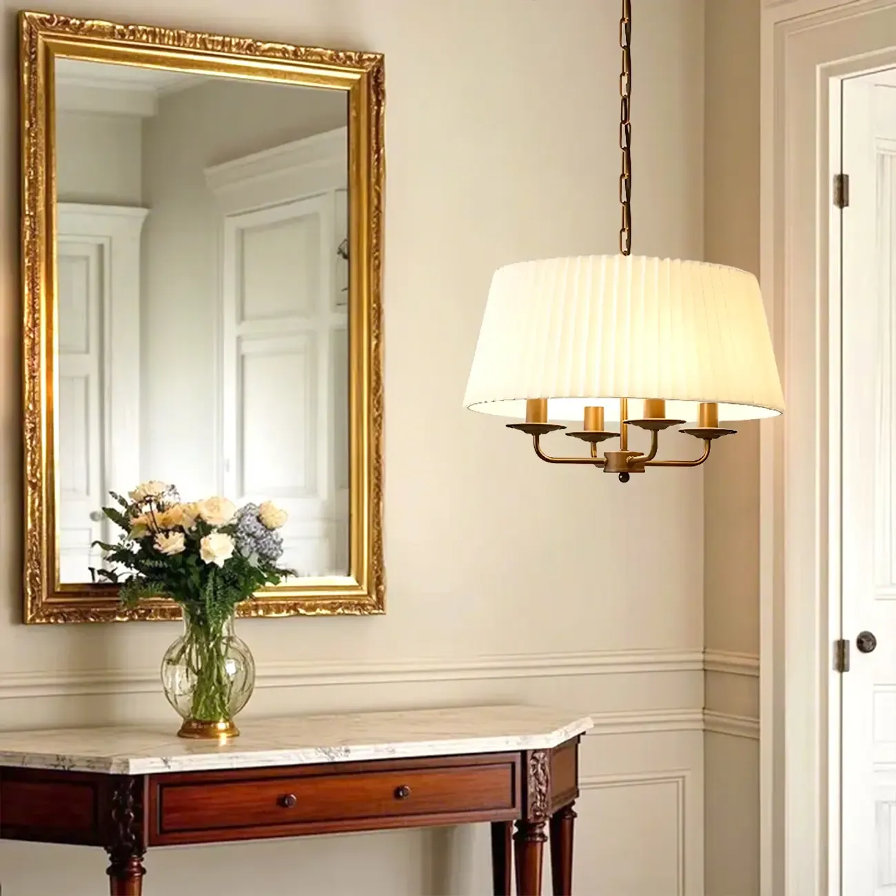 Modern Fabric Drum Chandelier with Adjustable Hanging Length