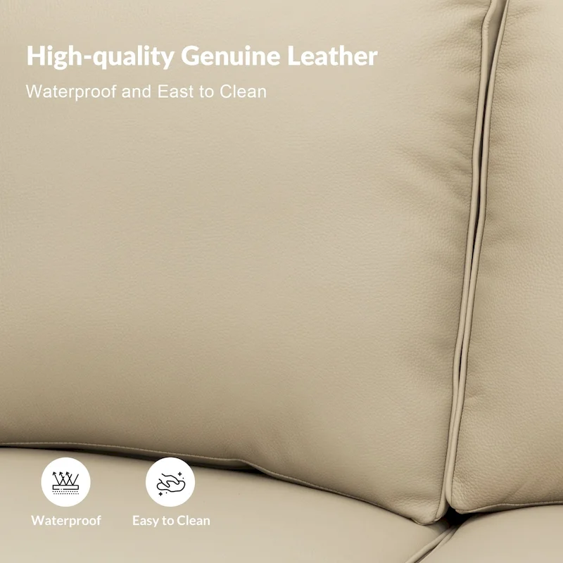 Balvino 81 Wide Transitional Genuine Leather Rolled Arm Sofa with Nailhead Trim and Removable Cushions