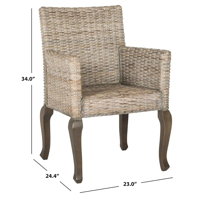 SAFAVIEH Alearda Natural Dining Chair (Set of 2) - 23 x 24.4 x 34 - 23Wx24Dx34H