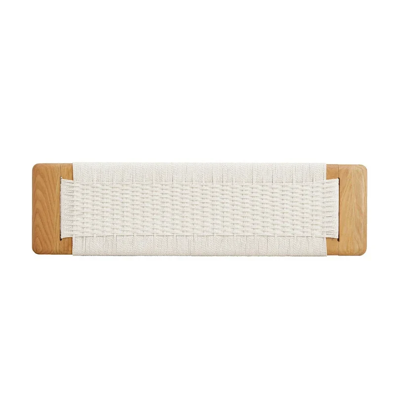 Solid Wood Bench with Woven Cane Seat
