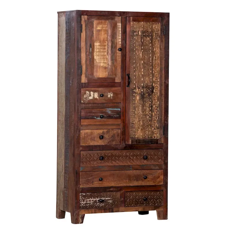 Maadze Solid Wood Freestanding Wardrobe Cabinet - N/A
