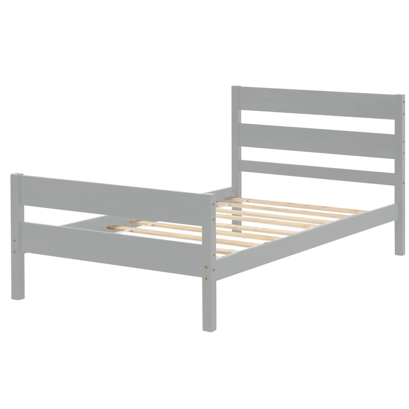 Wooden Bed with Headboard and Footboard,Twin Size