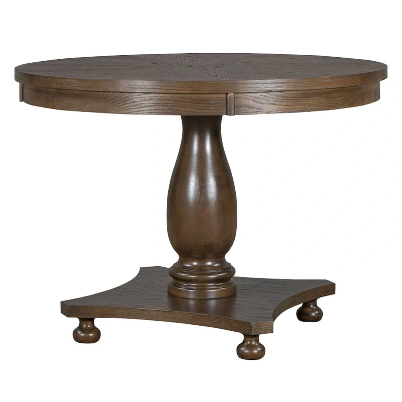 Retro Round Dining Table with 4 Upholstered Chairs