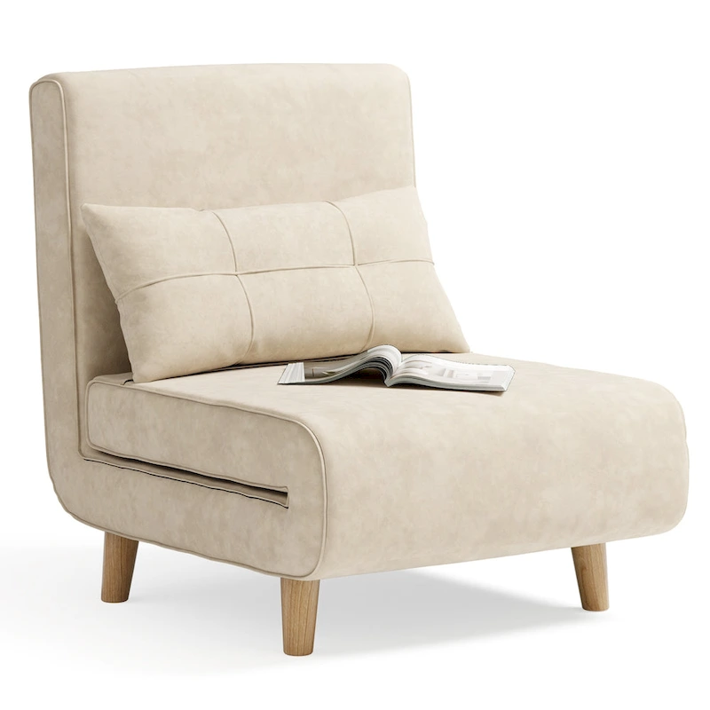 3 in 1 Convertible Upholstered Sofa Bed Sleeper Chair, Chaise Lounge Sofa, Folding Sleeper Chair, Recliner Chair with Pillow