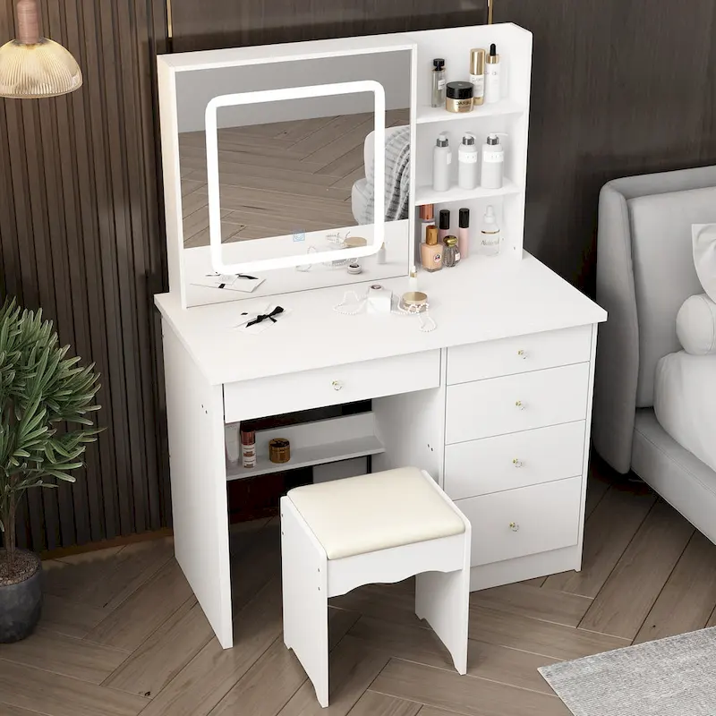 Makeup Vanity Set with 3 model Light & Stool