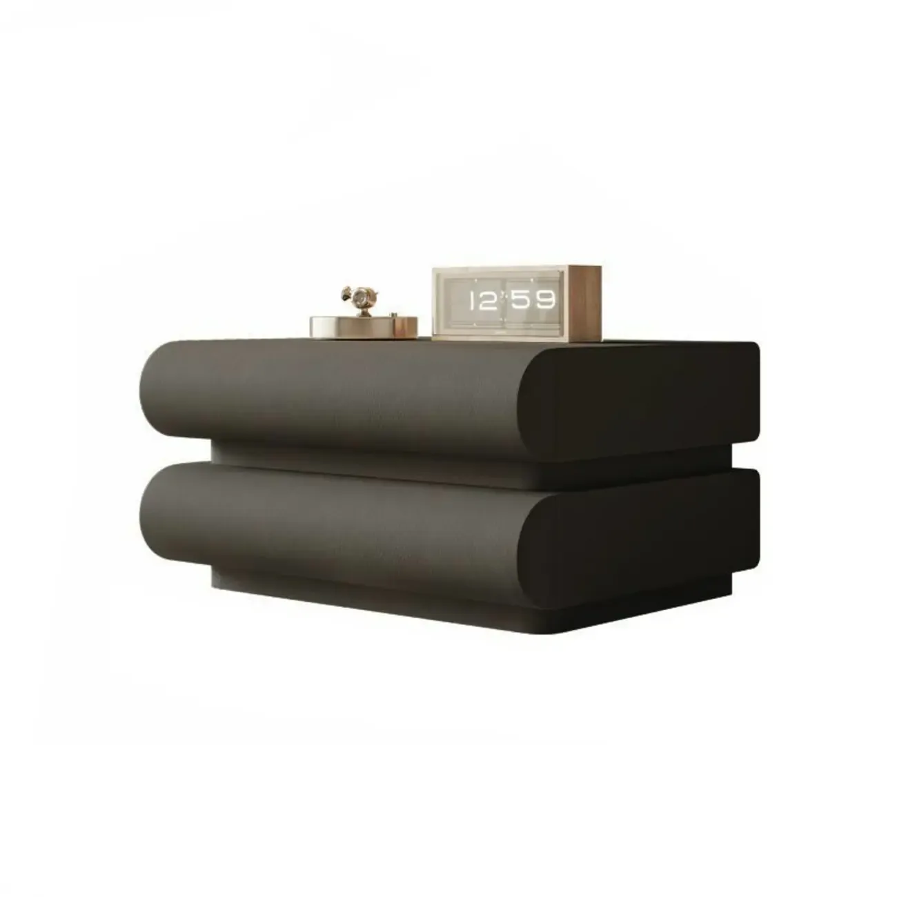 Modern White Pine Wood Leather 2-Drawer Nightstand