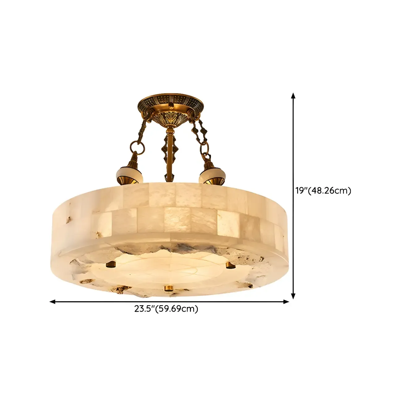 Luxurious Gold Alabaster Cylindrical Chandelier
