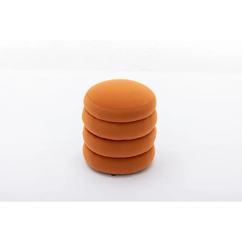 Soft Velvet Round Ottoman Footrest Stool