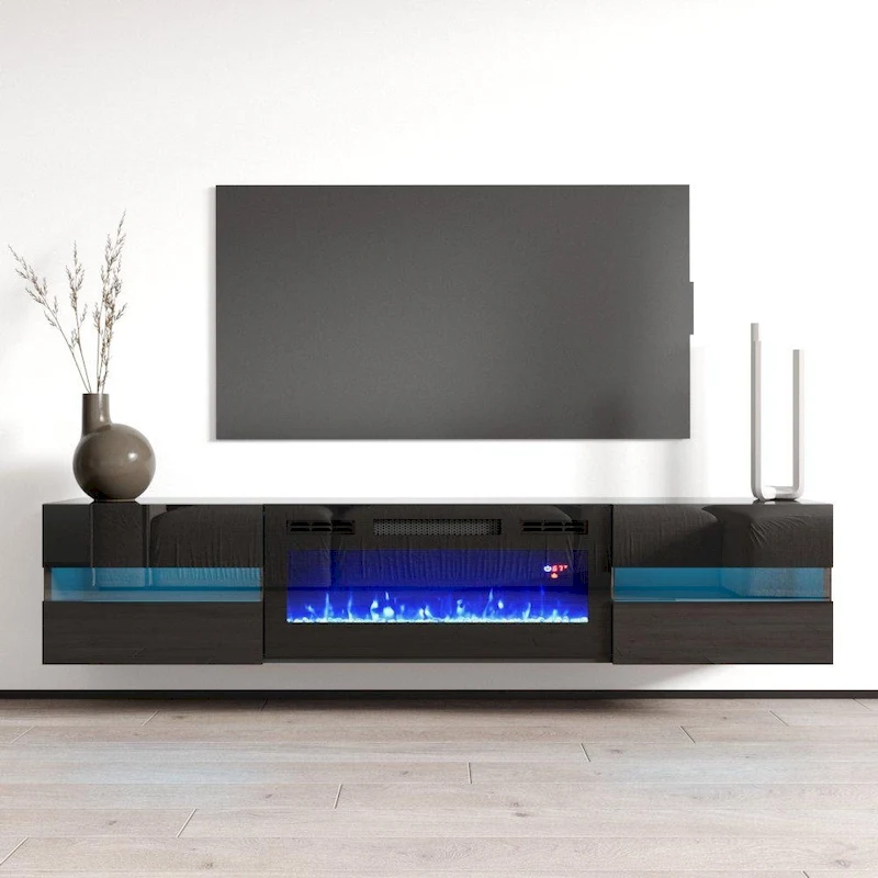 Metro EF Wall Mounted Electric Fireplace 72 TV Stand