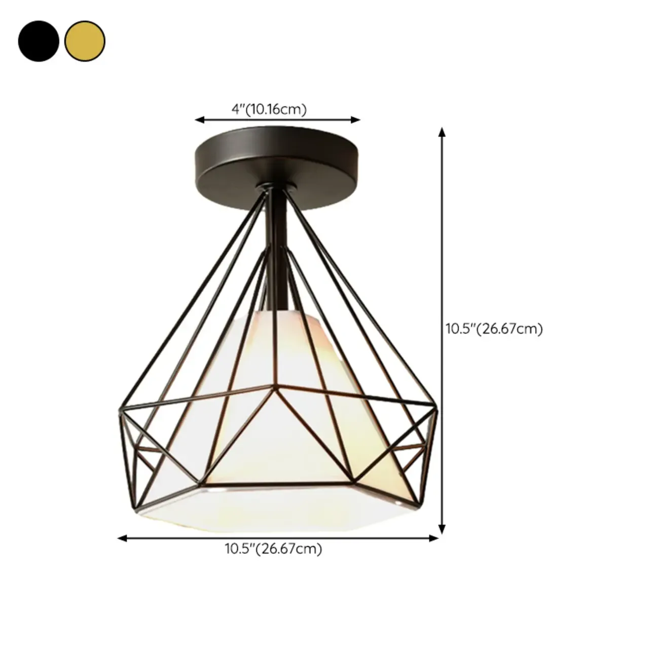 Modern Hallway Metal Rhombus Semi Flush Ceiling Light