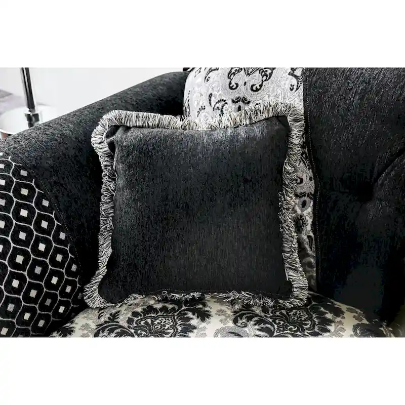 Dhumketu Traditional Black Fabric Semi-Firm Loveseat by Gracewood Hollow