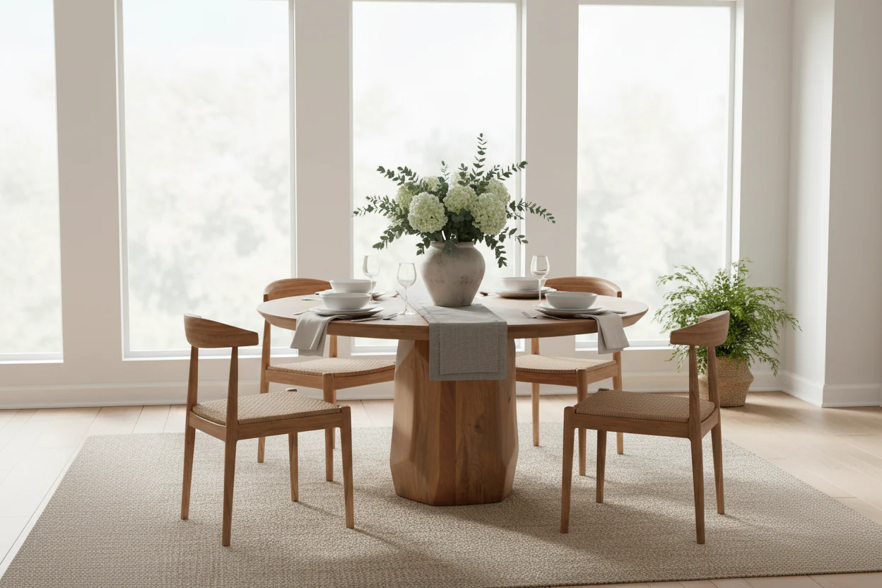 60 Light Brown Wood Dining Table - 60.0L x 60.0W x 30.0H