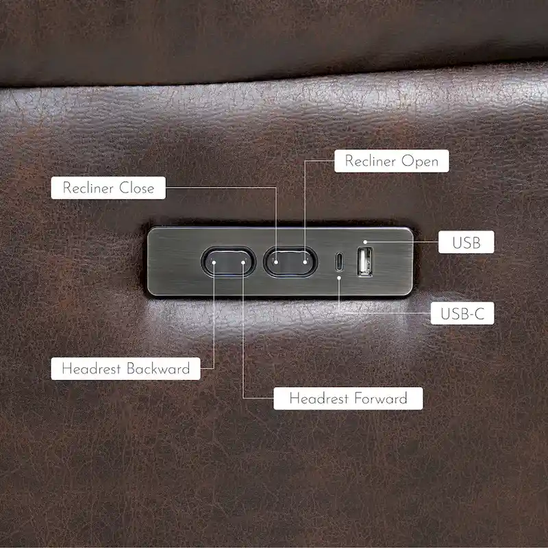 Power Sofa Loveseat Recliner Adjustable Headrest High Back Nailhead