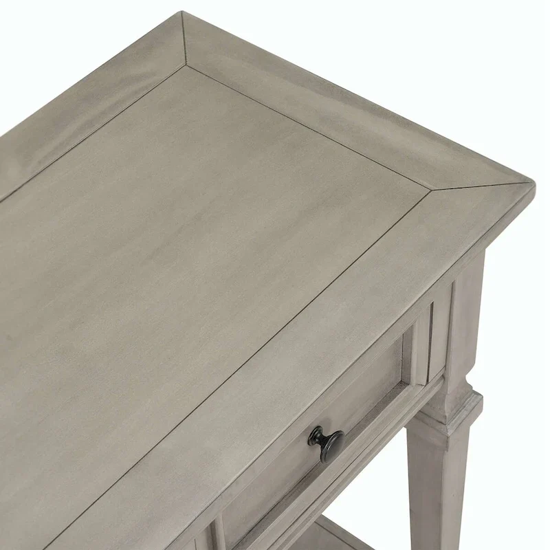 50L Classic Retro Style Console Table with Three Top Drawers and Open Style Bottom Shelf (Gray Wash)