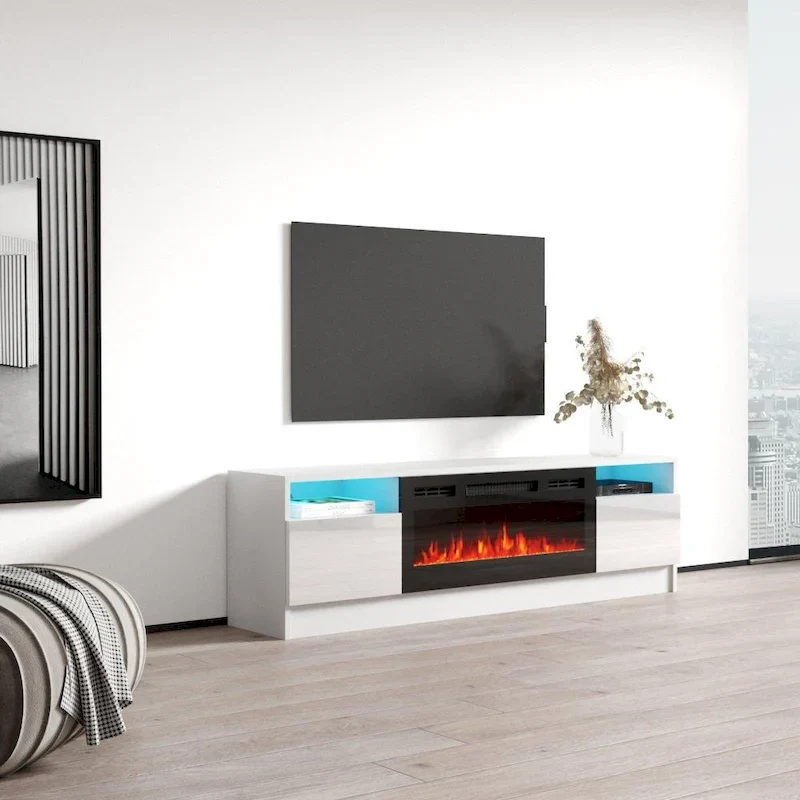 Duke 01 BL-EF Electric Fireplace 63 TV Stand
