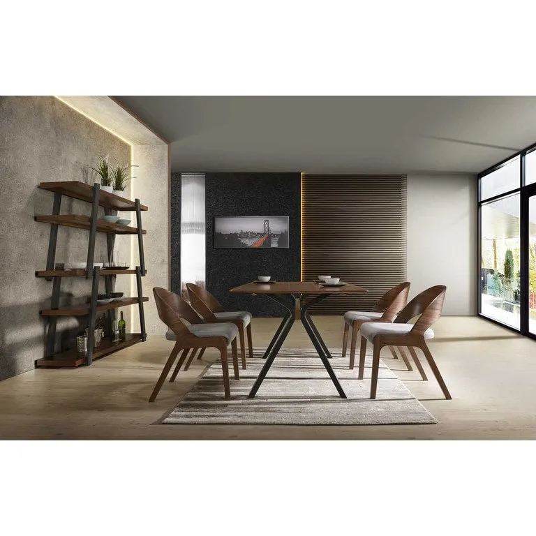 Modrest Runyon Modern Walnut & Grey Fabric Dining Chair (Set of 2)