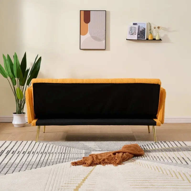 79.92 Teddy Velvet Upholstered Sofa Bed with Adjustable Back and Armrests