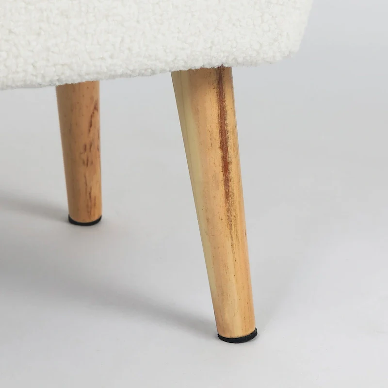 Adeco Ottoman Foot Rest Stool with Wood Legs