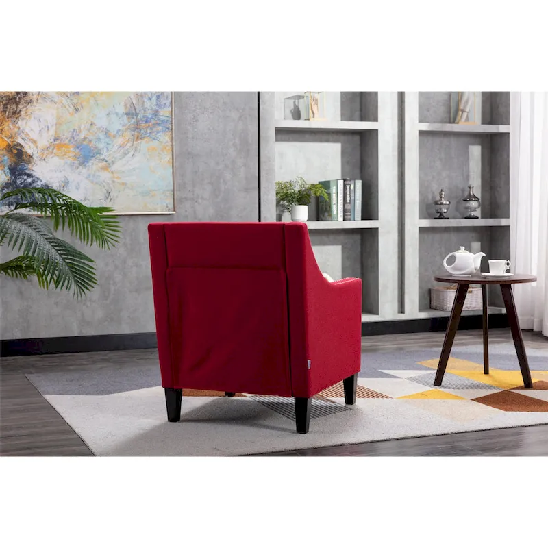 Linen Nailhead Accent Solid Wood Leg Living Room Armchair