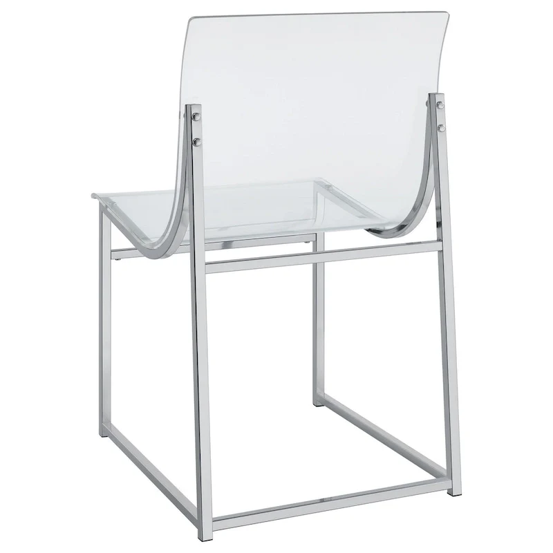 18 Inch Dining Side Chair, Acrylic Clear Curved Seat, Chrome