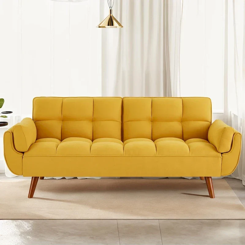 75.39 IN. Futon Sofa Bed, Convertible Upholstered Couch Sleeper with Reclining Sleeper Split Tufted Back