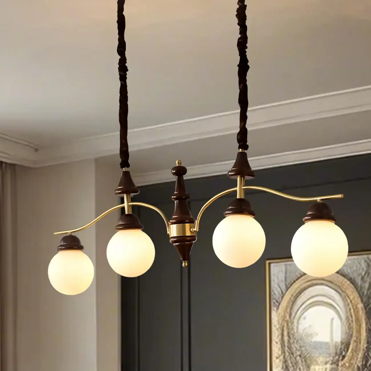 Kitchen Modern Brown Glass Globe Island Pendant Light