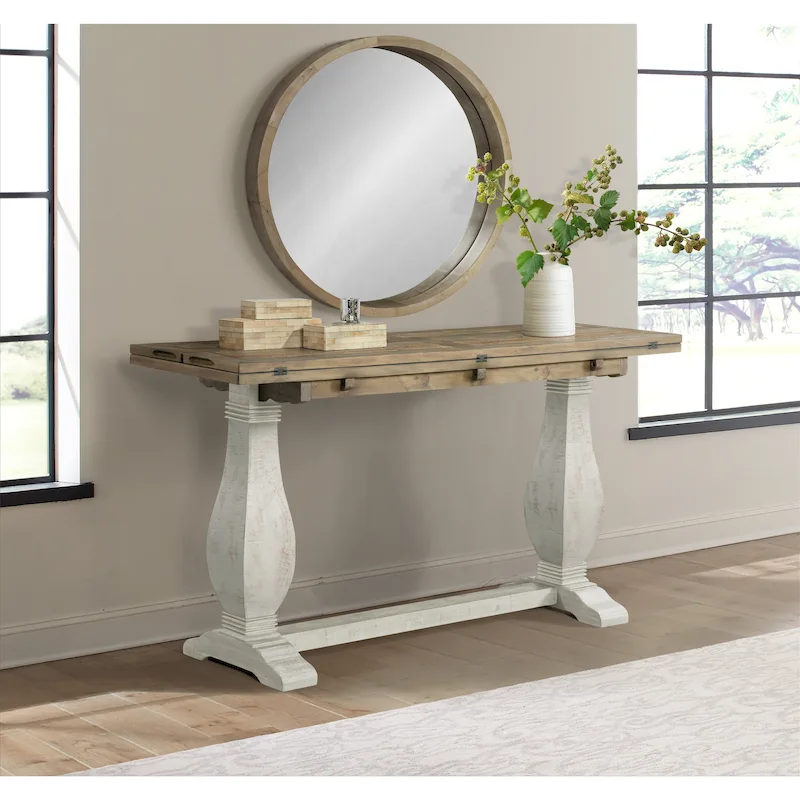60 Solid Wood Pedestal Flip-top Sofa Console Table