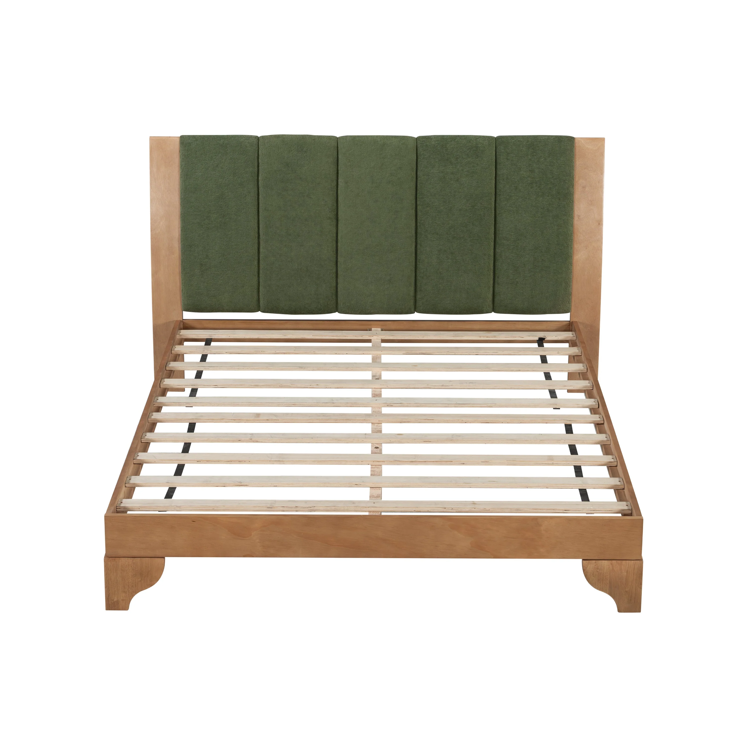 Mid Century Modern Wood and Upholstered Bedframe