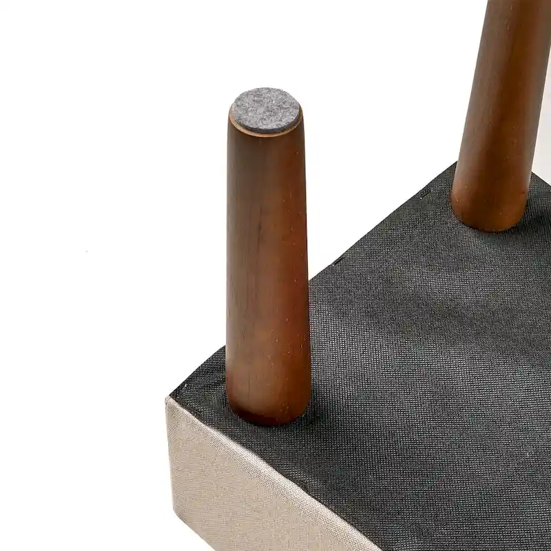 2 Pcs Small Foot Stool Ottoman, Linen Ottoman Foot Rest with Legs, Rectangle Upholstered Footrest