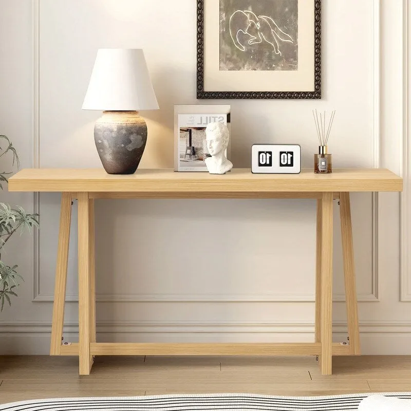 Stylish 60 Console Table, Rectangular Outdoor Entryway Table with Sturdy Construction for Hall Use