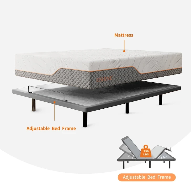 ESHINE Adjustable Bed Frame, with Massage