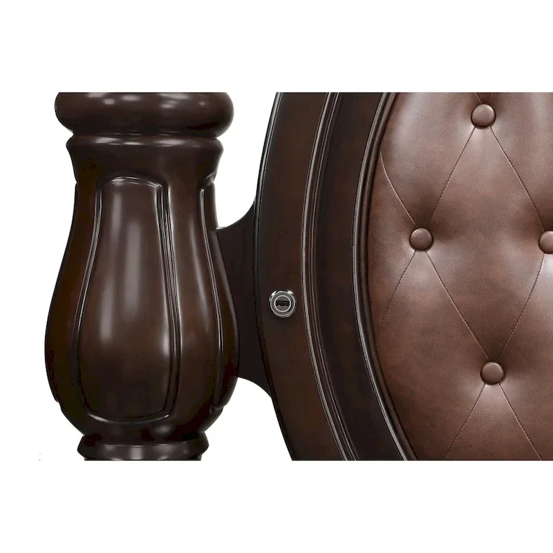 New Classic Furniture Gweni Walnut and Brown Canopy Bed