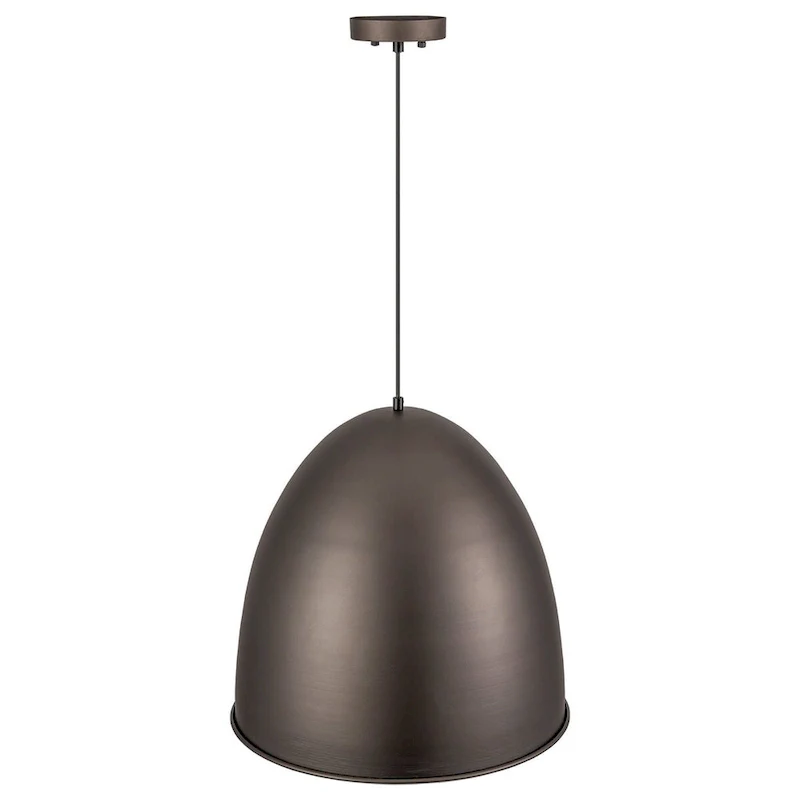 1-light Antique Silver Metal Industrial Farmhouse Dome Pendant Light - 17.7 in.