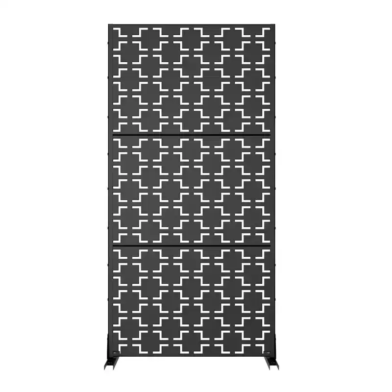 Square 01 Black Galvanized Steel Screen 183x90x40cm