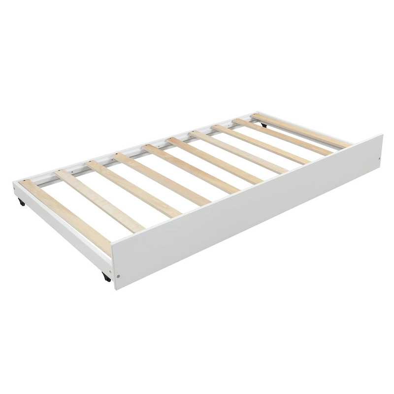 Nestfair White Twin House Bed with Trundle