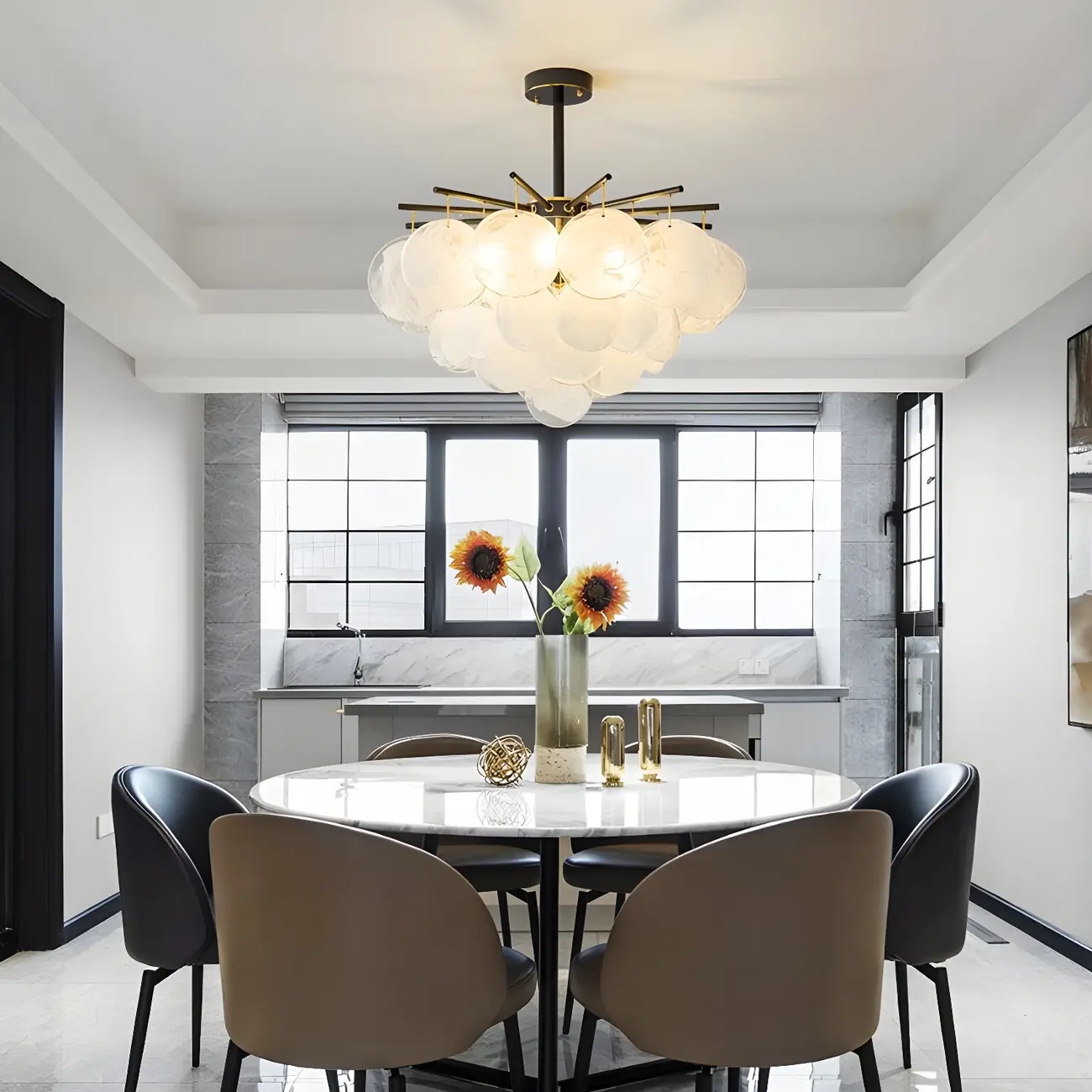 Modern Metal Ambient Glass Chandelier