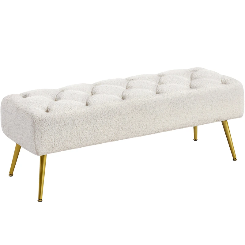 Yaheetech Upholstered Footstool Velvet Ottoman Button-Tufted Table Bench - 45 16 17
