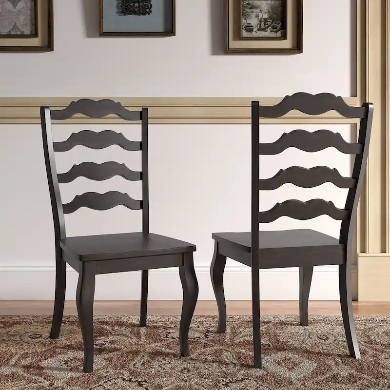Ronda French Ladder Back Wood Dining Chairs (Set of 2)