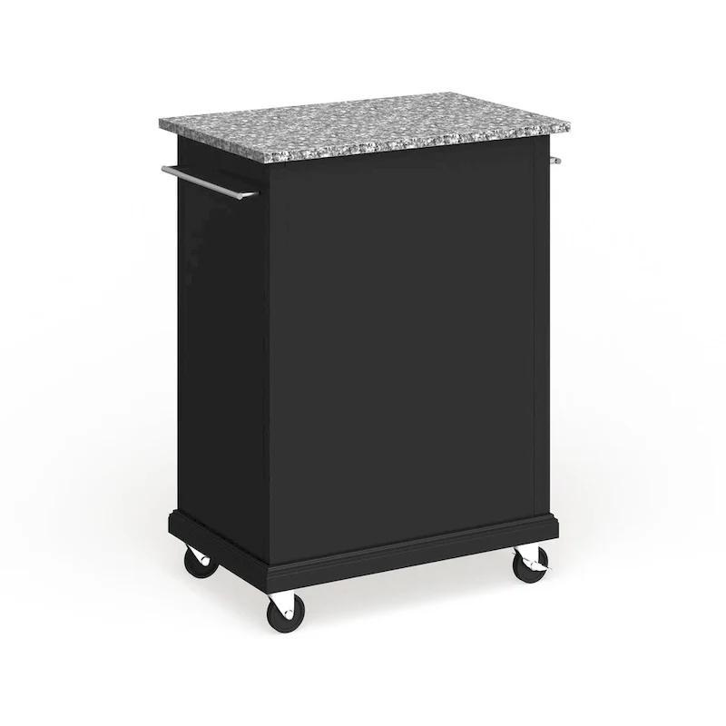 Compact Gray Granite Top Cart/ Island in Black Finish - 18d x 31w x 35.5h