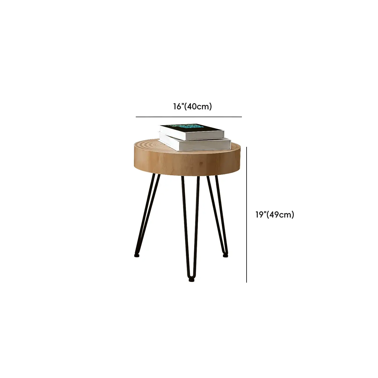 4 Legs Scandinavian Round Coffee Table with Wood Texture