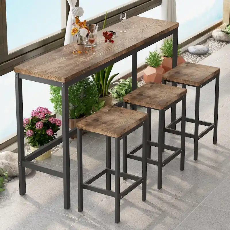 Pub Table Set with 3 Stools