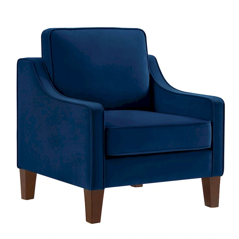 Upholstered Velvet Accent Chair with Wooden Legs