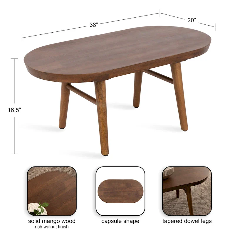 Kate and Laurel Conan Oval Wood Coffee Table