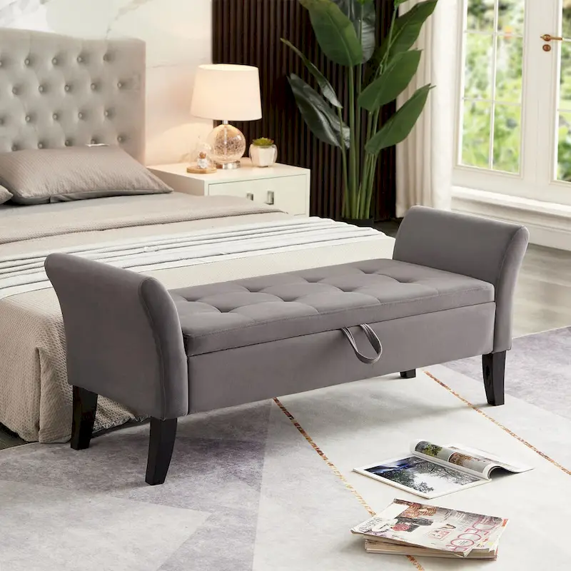 51.5 Bed Bench with Storage Velvet Space-Saving Sofas for Living Room, Apartment and Office